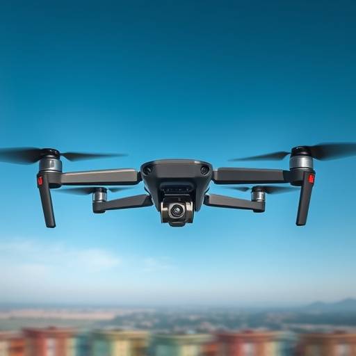 Een drone filmt een landschapsgezicht.