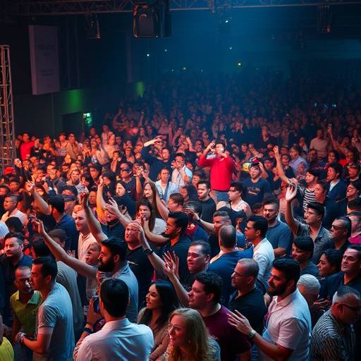 Een dynamische opname van een groot evenement met publiek.
