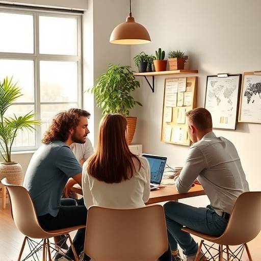 Een teamvergadering met storyboards en enthousiaste discussies